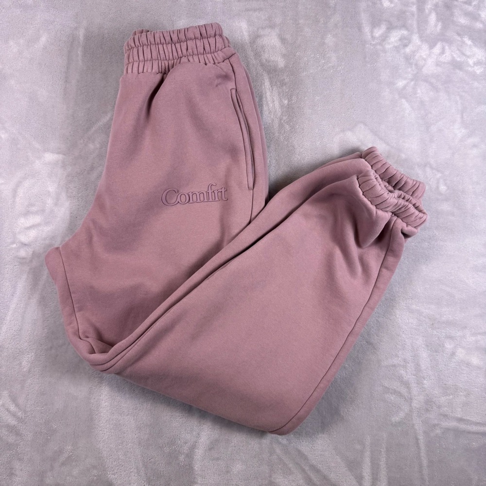 Comfrt Signature Sweatpants Mauve Purple High Rise Fleece Joggers Small